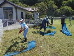 草刈り作業~、皆で力を合わせて!